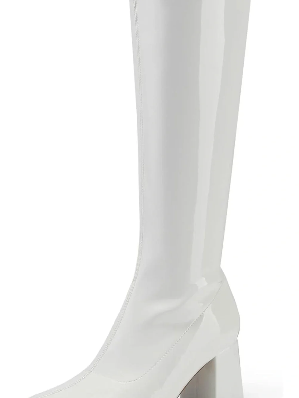 Women’s White Patent Knee-High Block Heel Boot